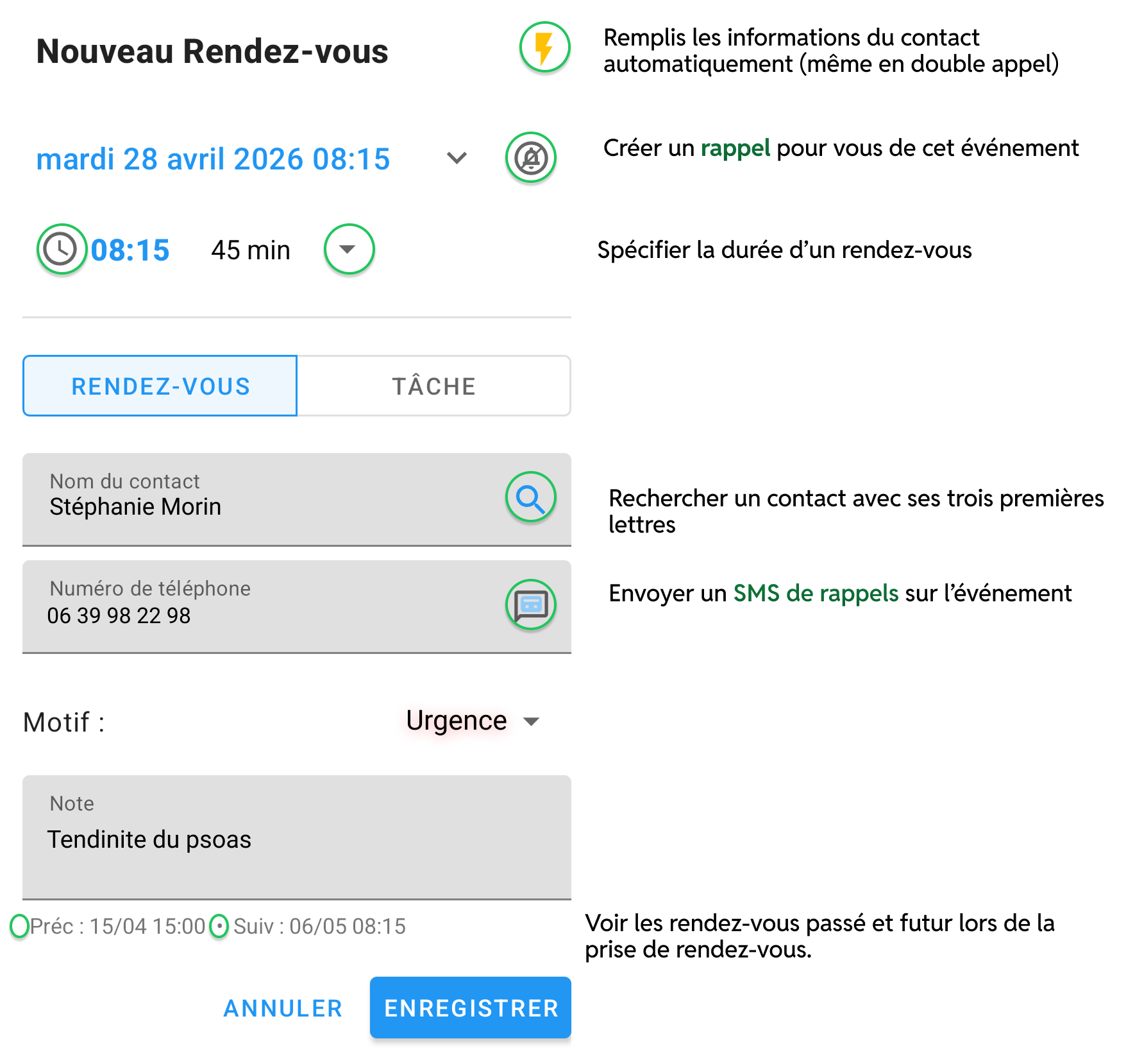 MemoCallPro interface