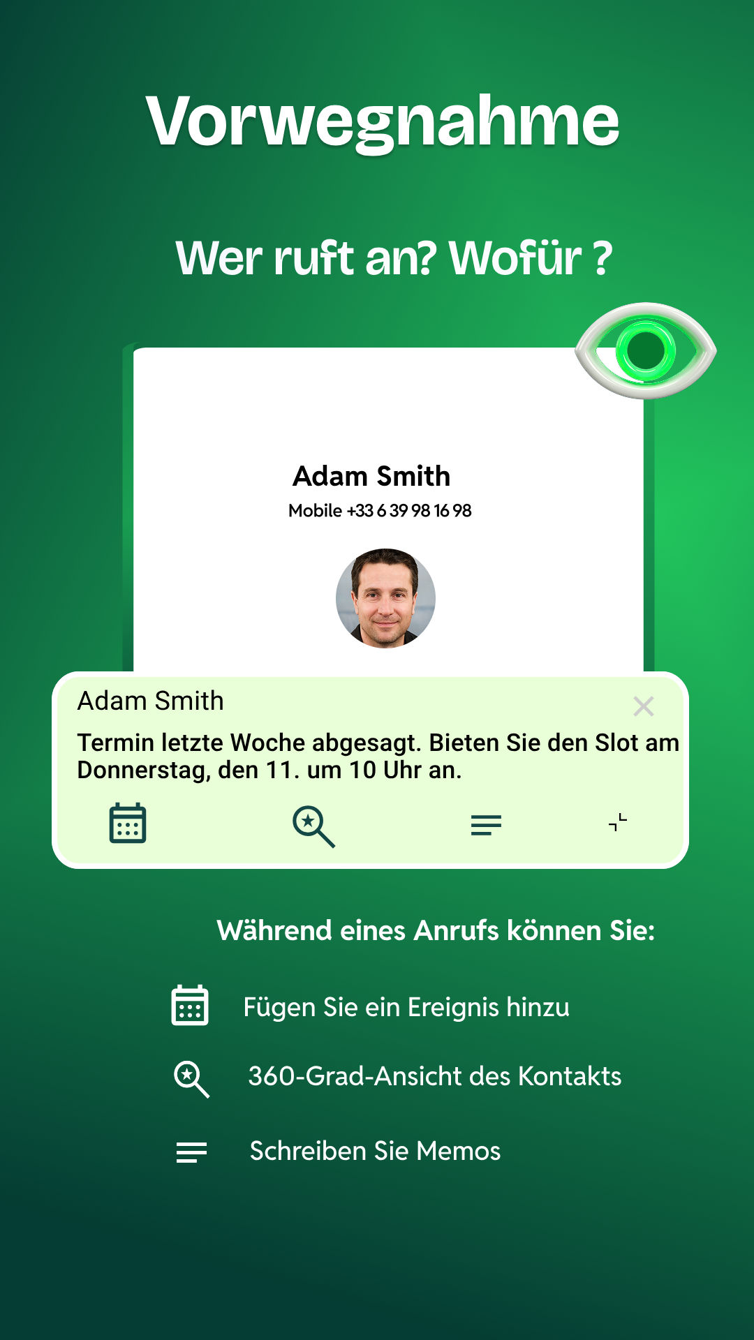 MemoCallPro Oberfläche