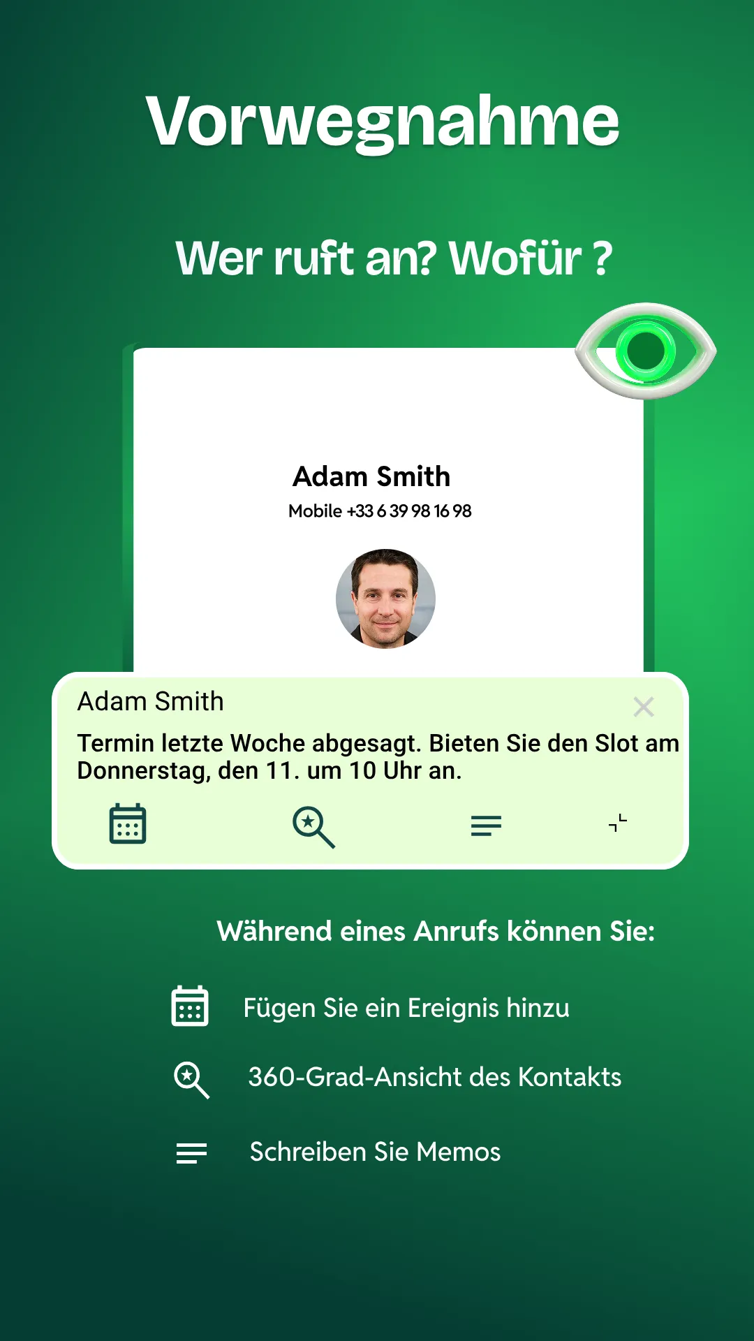 MemoCallPro Oberfläche