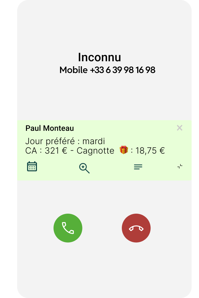 Écran d'appel enrichi MemoCallPro