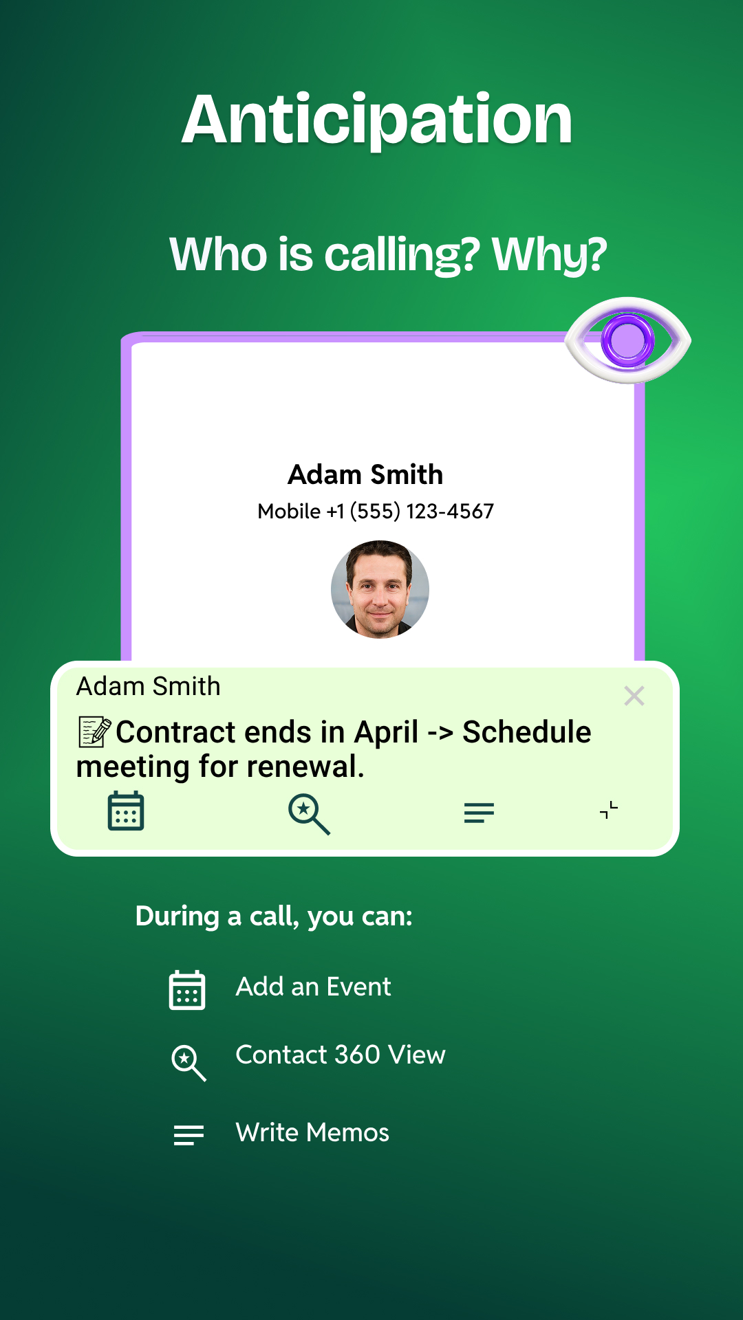 MemoCallPro call overlay preview