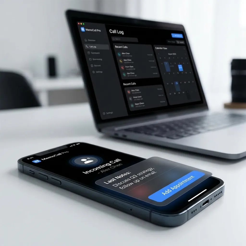Interface MemoCallPro - Application de gestion d'appels pour Android